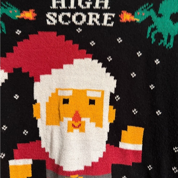 Route 66 Santa Gamer Sweater - Black and Green Size XL - Picture 2 of 7